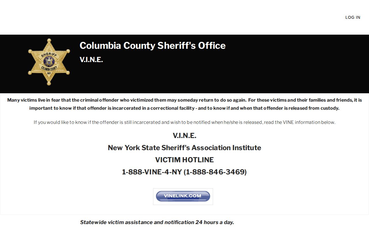 Columbia County custody-alert VINE information